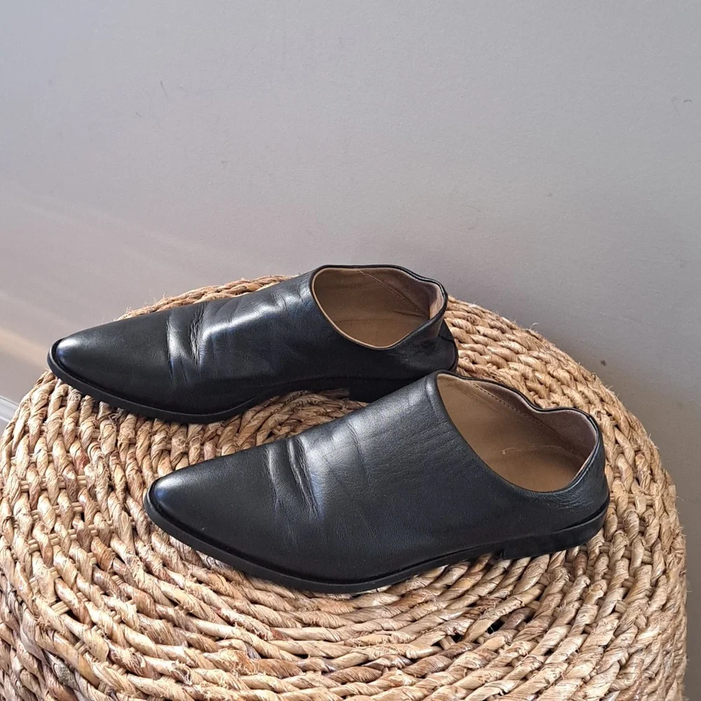 Everlane Womens‎ Babo Black Soft Leather Slip On Loafers Shoes Size 6